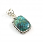 Blue green chrysocolla silver 925 sterling handmade pendant jewellery